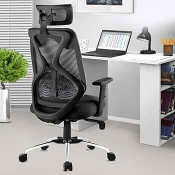 ASTRIDE Ergofit Ergonomic Office Chair for Home | 3-Years Warranty | 2D Headrest, Adjustable Arms & Lumbar Support | Tilt Lock Mechanism [Heavy Duty Chromium Metal Base, Black]