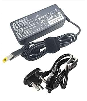 Len-OVO 65W Orignal USB Slim Tip Rectangular pin Laptop Adapter/Charger for Select Models of Lenovo Laptops Black- (with 3 Pin Power Cable)