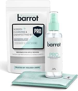 BARROT PRO Screen Cleaning Kit | Designed for Apple Devices - iPhones, iMacs, iPads, Macbooks | Made with 70% IPA | Includes 100ml Screen Cleaner, 30x30CM Large Microfiber | Easy to Store & Carry