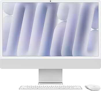 Apple 2024 iMac All-in-One Desktop Computer with M4 chip with 10-core CPU and 10-core GPU: Built for Apple Intelligence, 60.96 cm (24″) Retina Display, 16GB Unified Memory, 512GB SSD Storage; Silver