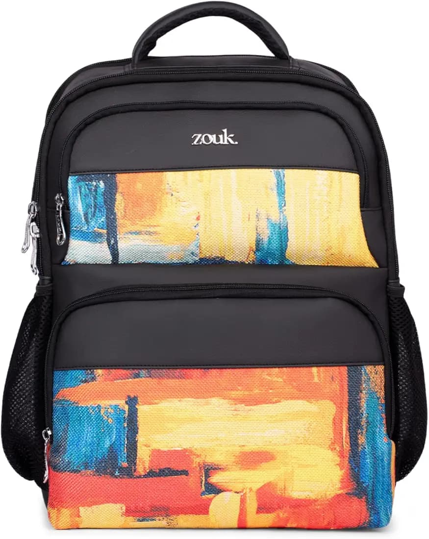 ZOUK Abstract Amaze Printed Vegan Leather Multicolor Pro backpack | Laptop Backpack 15.6 Inch | Large 18.7 L