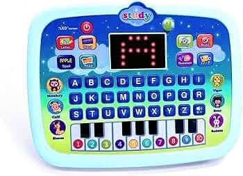 2-in-1 Electronic Learning Tablet & Musical Piano Toy | Interactive Alphabet & Number Learning with LED Display | Multicolor Educational Toy for Kids 3+ Years