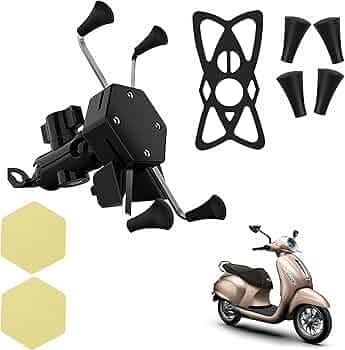 Miwings X-Grip Latest Verson Phone Holder with Mobile USB Charging Port for Bajaj Chetak (1 PCs, 5V-2A Black)