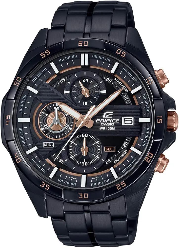 Casio EDifice EFR-556DC-1AVUDF Black Analog Dial Black Stainless Steel Band Men's Watch Chronograph 100M Water Resistant EX493