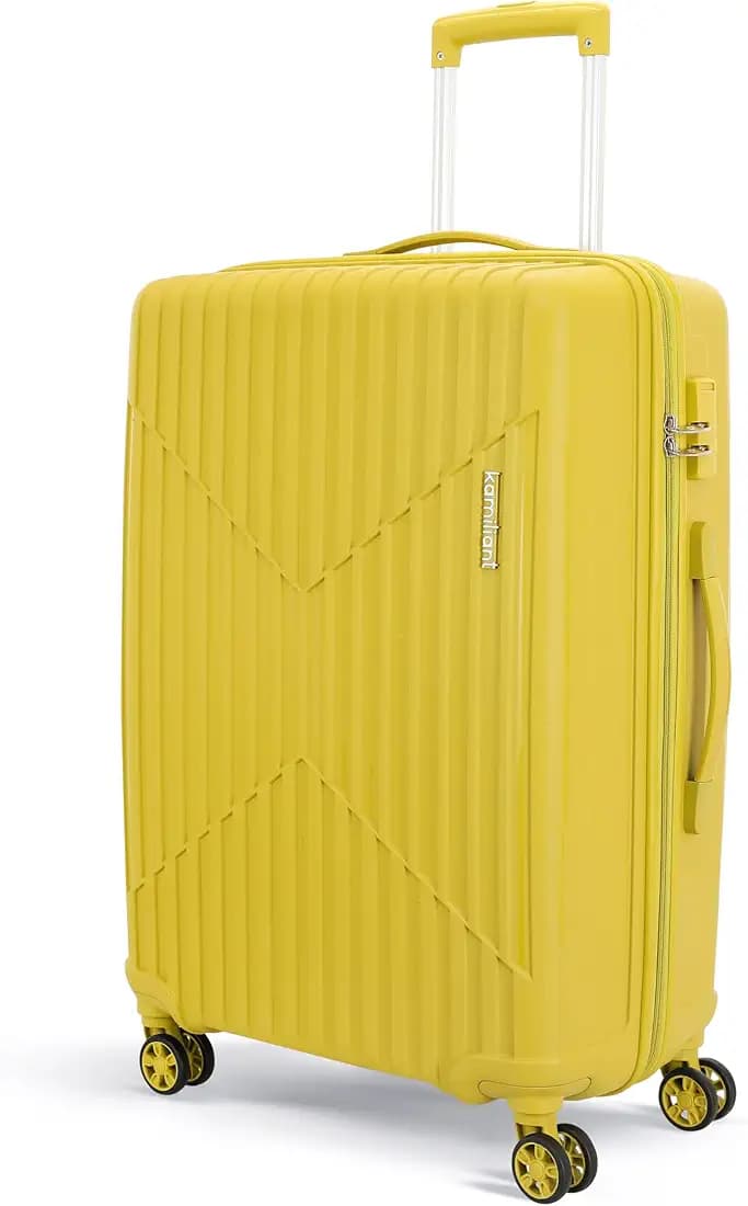KAMILIANT by American Tourister Savvy 70 Cms Medium Check-in (PP) Hard Sided 8 Wheels Spinner Luggage/Suitcase/Trolley Bag (Cress Green) (Double Wheel)