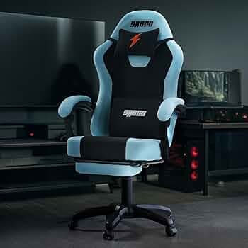 DROGO Aura Ergonomic Gaming Chair with Premium PU Leather Fabric, Linkage Armrest, Adjustable Neck & Lumbar Pillow | Computer Chair for Study | Office Chairs for Work from Home with Recline (Blue)