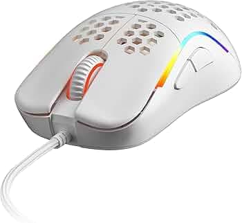 HK Gaming NAOS M Ultra Lightweight Honeycomb Shell Ambidextrous Wired RGB Gaming Mouse 12 000 cpi | 7 Buttons | 59 g (Naos-M, White)