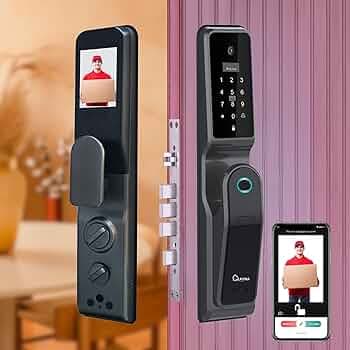 LAVNA 8 Way Premium Smart Door Lock with Camera N Face, Fingerprint, Mobile App, WiFi + Bluetooth, RFID Card, OTP, PIN and Manual Key | 5-Bolt Security | for Wooden Doors 3 Yr Warranty (LA44 Face)