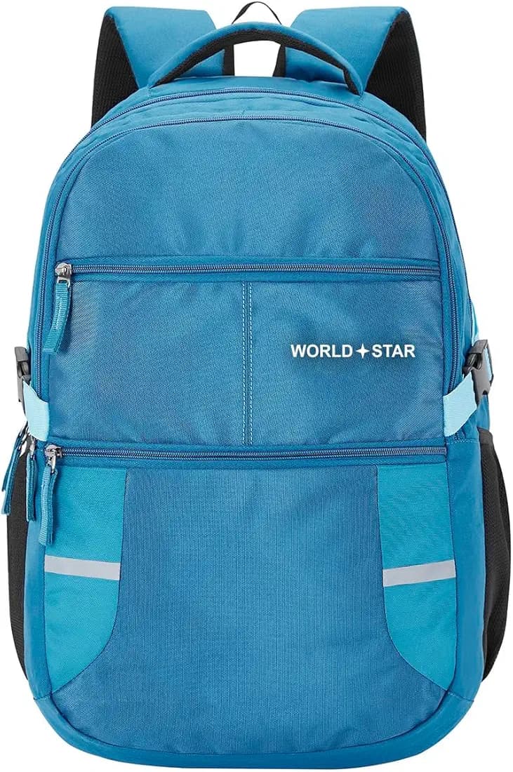 WORLD STAR Laptop Backpack with Raincover, College Bag, Travel Bag for Men and Women, Blue, 30 Litre