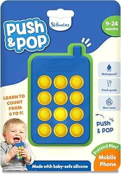 Skillmatics Push & Pop for Kids - Sensory & Fidget Toy, Pretend Play, Food-Grade Silicone, Waterproof, Travel Toy, Child-Safe, Fine Motor Skills, Gifts for Infants 9-24 Months, Multicolor