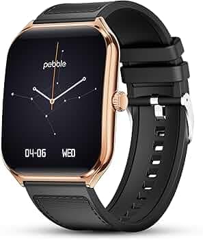 Pebble Newly Launched Royale Edge 1.93” Curved AMOLED Display Smartwatch with Always-On Display | Premium Slim Design| Rotating Crown | Bluetooth Calling | Health Suite | Premium Strap - Jet Black