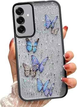 VONZEE for Samsung Galaxy S24 Plus 5G Clear Glitter Butterfly Case, Cute Bling Sparkle Shiny Soft Silicone TPU Bumper Shockproof Women Girls Slim Protective Phone Cover for Galaxy S24 Plus 5G, Black
