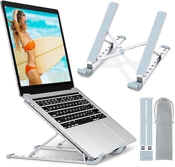 Babacom Laptop Stand, Aluminum Portable Laptop Cooling Desk Holder, 9-Levels Adjustable Notebook Riser Mount, Ventilated Computer Stand, Compatible with MacBook Pro Air, iPad, Dell,10-15.6” Laptops