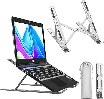 Tygot 6 Angles Adjustable Aluminum Ergonomic Foldable Portable Tabletop Laptop/Desktop Riser Stand Holder Compatible for MacBook, HP, Dell, Lenovo & All Other Notebook (Grey)