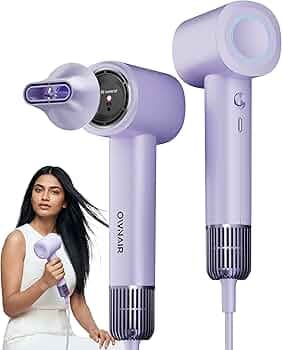 OWNAIR Hair Dryer for Women - AI High Speed Professional Ionic Blow Dryer with Smart Temperature Control, Fast-Drying Airflow, Lightweight Low-Noise Salon Hair Dryer for Frizz-Free Styling (Purple)