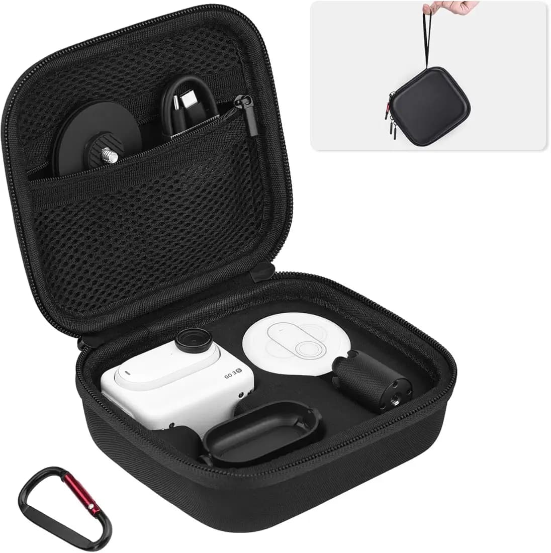 M.G.R.J® Portable Carrying Case Cover for Insta 360 GO 3S / GO 3 Action Camera & Accessories (Hard|EVA|Black)