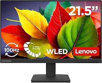Lenovo L22-4e | 21.5" (55.88cm) FHD IPS 100Hz Ultraslim Monitor | 4ms, 99% sRGB, 16.7Mn Colors, 1x HDMI 1.4, 1x VGA,TUV Eye Comfort, Low Blue Light| Tilt | Black | 67D5KAC6IN