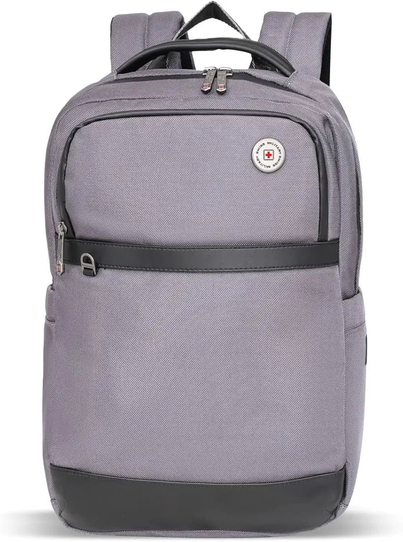 SWISS MILITARY Black & Gold Collection Wesely Laptop Backpack Bag With 15.6”Laptop Compartment & Anti-Theft Pocket, 1680D Polyester, Sunglass Holder, Trolley Strap for Unisex Travel Bag (16L)