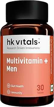 hk vitals Multivitamin Plus Men, 30 Tablets | Daily Multivitamin for Men, For Energy, Stamina, Immunity, Gut, Heart, Bone & Muscle Health