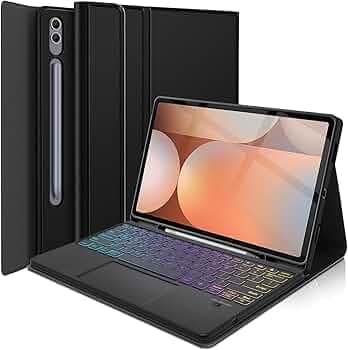 typecase Keyboard Case for Samsung Galaxy Tab S10 Plus, S9 Plus & S9 FE Plus (12.4 Inch), 7-Colors Backlit & Trackpad, S-Pen Holder, 3-Views Angle, Magnetically Detachable Keyboard (NOT Fit S10 FE+)
