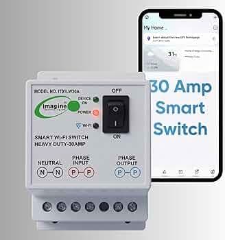 Imagine Technologies 30A(6600W) BLE + WiFi Smart Switch for AC, Geyser, Water Pump, Room Heater Heavy Duty Compatible with Alexa & Google Home iOS and Android Smart Life app