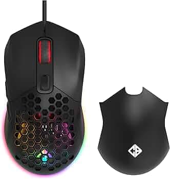 Cosmic Byte Firestorm RGB Wired Gaming Mouse, 67 Grams, 12400DPI, 1000Hz Polling, Pixart 3327 Sensor, 10M Switches, Paracord Cable, Software Support Upgraded PTFE Feet (Black)