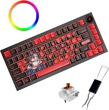 Kreo Swarm 75% Gasket Mounted Wireless Mechanical Gaming Keyboard Bluetooth/2.4GHz, Hot-Swappable Pre-Lubed Switches, Double Shot PBT Keycaps, Customizable (GTMX Sense, Sasuke)