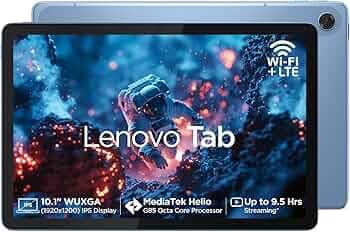 Lenovo Tab| 10.1" Display| 4G (LTE) + Wi-Fi (Calling)| 4 GB RAM + 64 GB ROM (Expandable up to 1 TB)| Metal Body| Dual Speakers with Dolby Atmos| Android 14| Color: Polar Blue