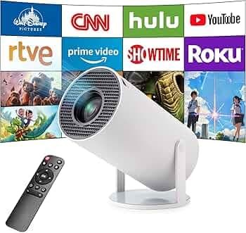 Astarama Mini Projector,Hy300 Pro Smart Projector,4K Projector With Wifi 6 And Bluetooth 5,Portable Projector With Android 11,Automatic Keystone Correction,180 Degree,130 Inch Display