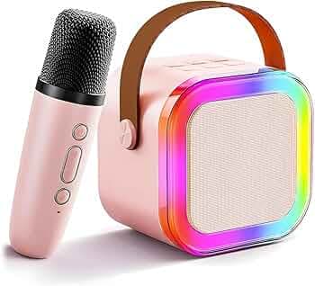 BolaButty Fun Flicks Karaoke Machine with Wireless Mics, Bluetooth Speaker, RGB Lights, 5 Voice Effects, Portable Sound System for Home, Party, Outdoor, for Kids & Adults (ONE MIC with Speaker Set)