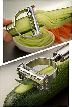 Top Chef 2-in-1 Stainless Steel Julienne & Serrated Vegetable Peeler – Dual-Blade Peeler for Fruits, Potatoes, Carrots & Cucumbers