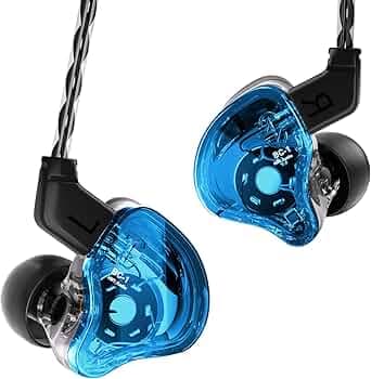 CCZ Melody Wired Earbuds Earphones, hifi 1DD 1BA Drivers in ear Headphones, in ear Monitors with Crisp Clear Sound, iem Corded Earbuds for Singers Musicians Drummer Studio (Blue, without microphone)