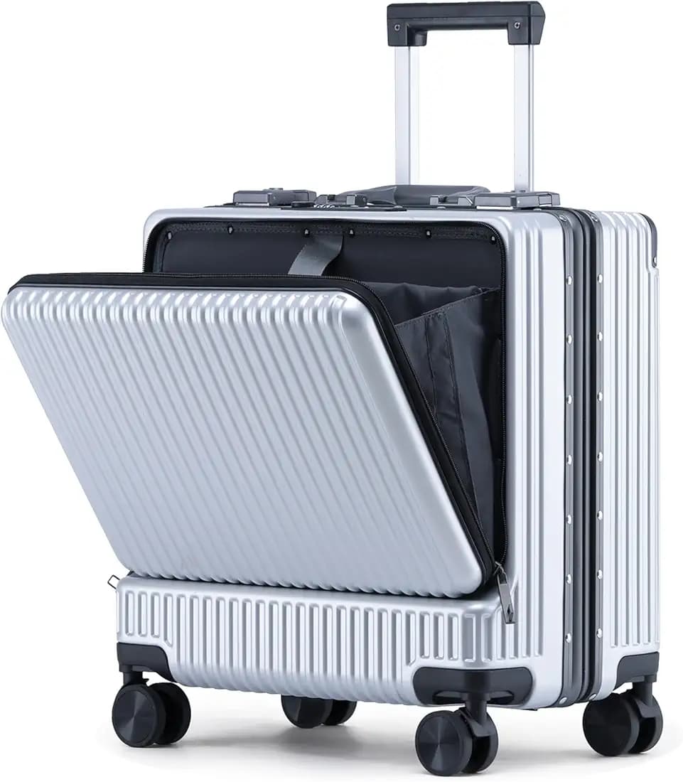 THE CLOWNFISH Jetsetter Series Carry-On Luggage Polycarbonate Hard Case Suitcase Eight Spinner Wheel 14 Inch Laptop Trolley Bag With Tsa Lock&Usb Charging PortGrey (47 Cm-18.5 Inch), H-47 Centimeters