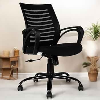 Star OC10 Ergonomic Mesh MidBack Office Chair for Work |Ergonomic Office, Study, Revolving, Computer Chair for Work from Home | Heavy Duty Metal Base, Seat Height Adjustable (Black)