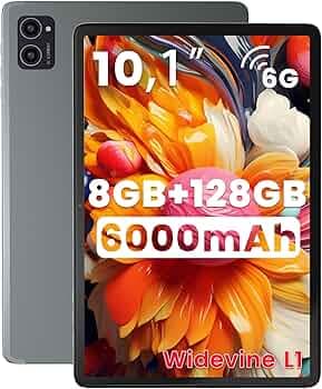 Azeyou 2025 Upgraded Android 14 Tablet, Octa-core Processors for 10.1" Tablet with 8GB RAM, 128GB ROM, IPS Touchscreen, Wi-Fi 6, BT 5.0, Dual Camera, Battery