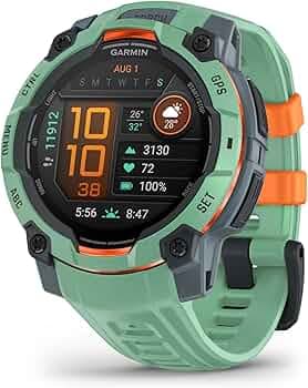 Garmin Instinct® 3 45mm, AMOLED Display, Rugged Outdoor GPS Smartwatch, Metal-Reinforced Bezel, Built-in Flashlight, Up to 18 Days of Battery Life, Neo Tropic
