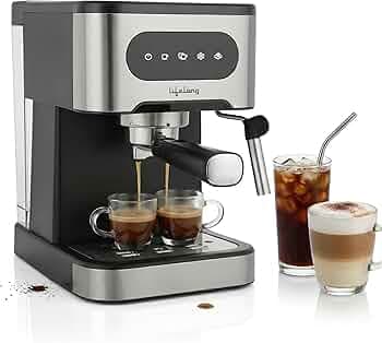 Lifelong 1350 W Digital Espresso Coffee Maker & Cold Brew Coffee Machine | 20 Bar Pressure Pump |Mix with Steamed Milk & Create Cappucciono & Latte at Home | Works with Grounded Coffee & Capsules