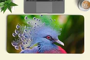 Gadgets WRAP Extra Large 12x32inch Mouse Pad Desk Mat Anti-Slip Base Spill-Resistant for Laptop, MacBook, Gaming Computer - Victoria Crowned Pigeon