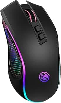 SG-M350 Dual Mode Gaming Mouse 2.4G Wireless and Bluetooth, 7 Programmable Buttons, 4 Level DPI Range, RGB Lights, Huano Switch, 10G Acceleration, 700mAh Rechargeable Battery (Black Matte UV)