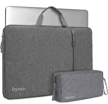 Dyazo 13.3 Inch Laptop Sleeve Case with Handle & Front Pocket and Charger Pouch Compatible for MacBook Air/Pro 14/ M2/M1, HP Envy 13, Chromebook & Notebooks (Grey)