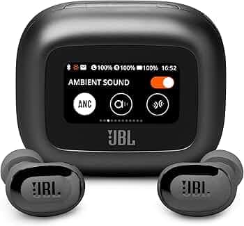JBL New Launch Live Buds 3 TWS,Hi-Res Audio True ANC Earbuds,Smart Case with Touch Display,40H Playtime,Wireless Charging, 6 Mic,Multipoint Connection,IP55 Proof, Headphones App,Personi-Fi 3.0(Black)
