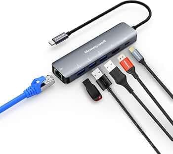 Honeywell New Launch 6-in-1 Type C Docking Station with 4K HDMI Port, 1GBPS RJ45 Ethernet Port, 3xUSB Port & Type C 3.0 PD 100W, for All Type C Devices-Windows/MacBook, On-The-Go Feature