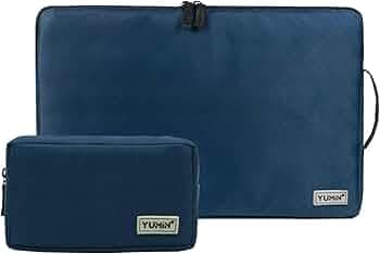 Yumin Polyester Laptop Bag Sleeve Case Cover for 15.6 inch Chromebook MacBook HP Dell Lenovo Asus Acer Ultrabook for Men & Women (Blue with Pouch)