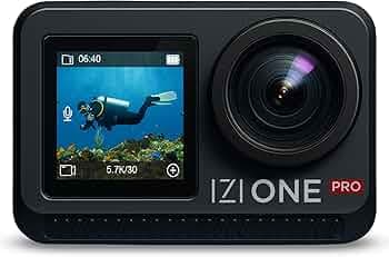 IZI One Pro 5.7k Action Camera | Ultra HD Sony STARVIS Sensor | 20M Body Waterproof | 2 x Battery with 240min Recording | Dual OLED, 6-Axis Gyro Stabilisation | HQ Mic Support | Reels, Vlogs & Bikes