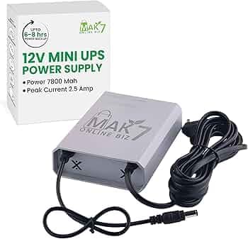 MAK7 Mini UPS for WiFi Router | 12V-2amp~2.5 (Peak) | Power Backup 6 to 8 Hours Battery | Surge Protection | Compact WiFi UPS Power Backup for Home & Office | Modem Power Backupp