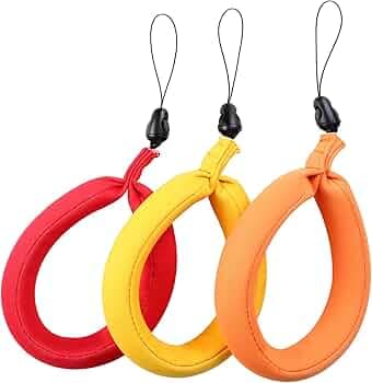 Waterproof Floating Camera Strap(3-pack) for Your Underwater GoPro/Panasonic Lumix/Nikon COOLPIX AW110/Canon PowerShot D20/Fujifilm FinePix/Olympus Tough/Sony - Floats Your Phone Case, Keys, iPhone, Galaxy S5 & Xperia Z1 Around Your Wrist and Saves Your Device from Sinking(Yellow&Red&Orange)