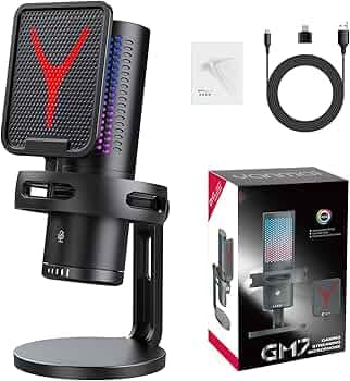 Verilux® Gaming USB Microphone RGB Condenser Mic with Tripod for Recording Streaming Volume Adjustment and Mute Button Function Compatible with PC Laptop Gaming Twitch YouTube