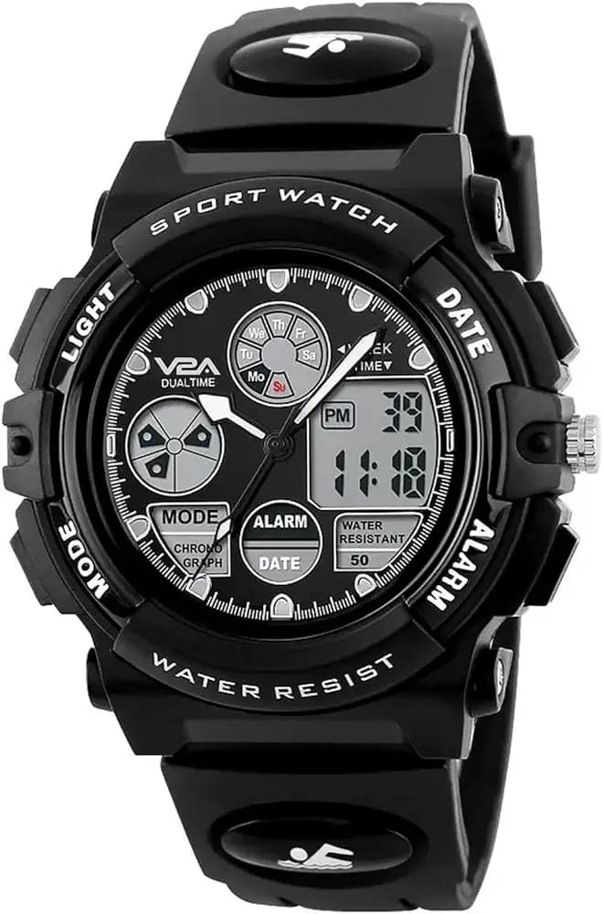 V2A Nova Pro Kids Watch for Boys Age 8–14 | 44mm Analog Digital Sports Watch | Alarm Stopwatch Backlight | TPU Strap | 30M Water Resistant | School & Birthday Gift | Gift for Boy