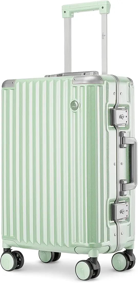 THE CLOWNFISH Stark Series Luggage Spinner Polycarbonate Hard Case Suitcase Eight Wheel Trolley Bag with Double TSA Locks- Pistachio Green (Small Size, 57 cm-22 inch)