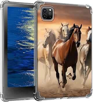 Clear Case for iPad Pro 12.9 inch 2022/2021/2020 (6th/5th/4th Gen) Slim Lightweight Soft TPU Transparent Silicone Shockproof Protective Back Cover for iPad Pro 12.9, Running Horse